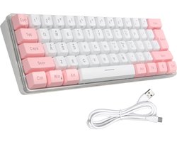 Toetsenbord – Bedraad – Met lichtjes – Qwerty – Mechanische Toetsenbord – Compact Ontwerp – Computer – Roze –