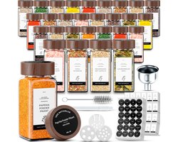 Organess 42 Glazen Kruidenpotjes Vierkant met Acacia Deksel – 3 Soorten Strooideksels – Kruidenstrooier – Spice Jars – Complete Set incl Kruiden Stickers, Krijtstift en Accessoires – 120ml Organess 42 Glazen Kruidenpotjes Vierkant met Acacia Deksel – 3 Soorten Strooideksels – Kruidenstrooier – Spice Jars – Complete Set incl Kruiden Stickers, Krijtstift en Accessoires – 120ml