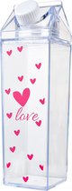 Clayre & Eef Gourde 500 ml Hartjes en Plastique Transparent