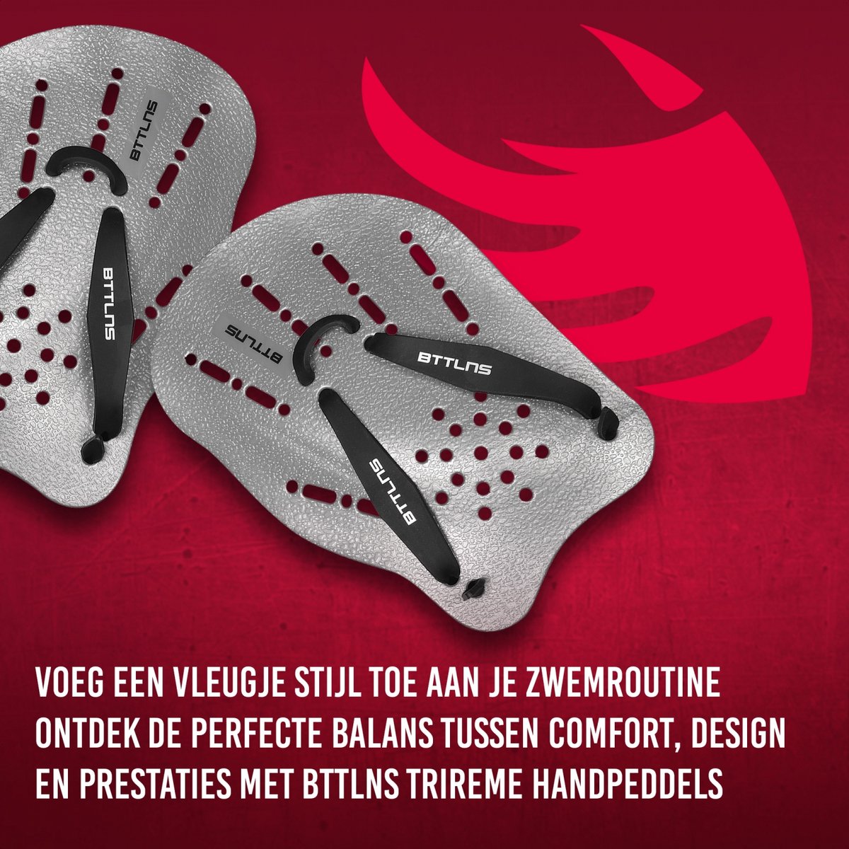 BTTLNS Handpeddels - Perfecte pasvorm - Perfectioneer je zwemtechniek - Zwempaddles - Alle niveau's - Meer zwemkracht - Trireme 1.0 - Zilver - M — afbeelding 3