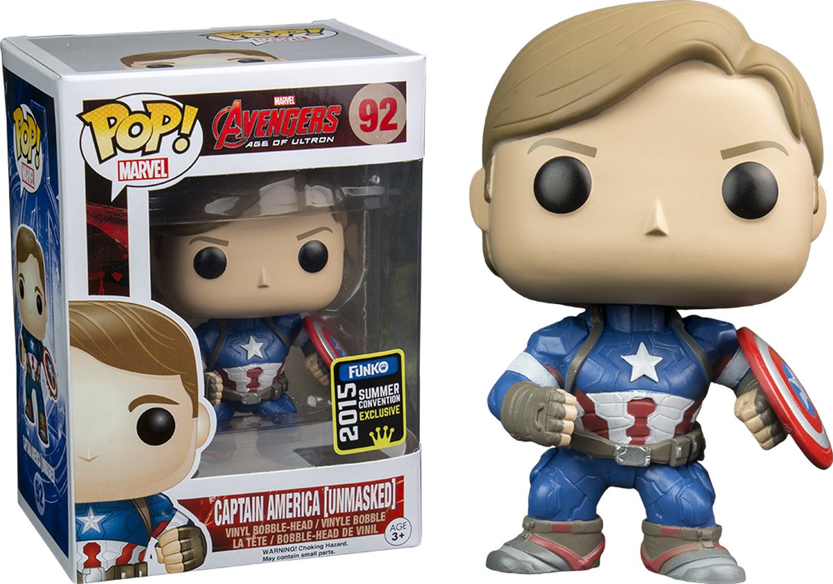 Funko Pop! Marvel: Avengers - Captain America (Unmasked) #82 Convention Exclusive 2015
