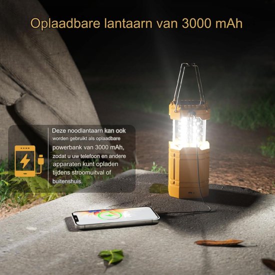 Camping lantaarn | Lumineo | 11 X 20 cm (Led, 50-60 lm, Oplaadbaar