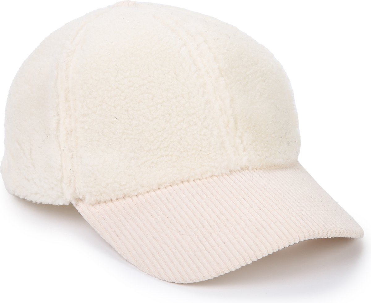Damesmode - Haarmode - Hoofddeksel - Pet - Teddy Pet - One Size - Verstelbaar - Naturel