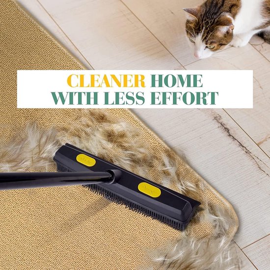 Balai En Caoutchouc Avec Manche Long Réglable - Brosse à Tapis Avec Raclette Intégrée Pour Poils Balai De Sol Pour Peluches Bois Dur Fenetre Carrelage 90526177