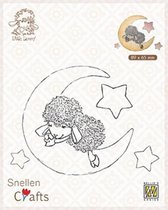 SCLOLA007 Nellie Snellen Clearstamp Little Lammy in dreamland - stempel schaapje slapend op maan - kerst of geboorte