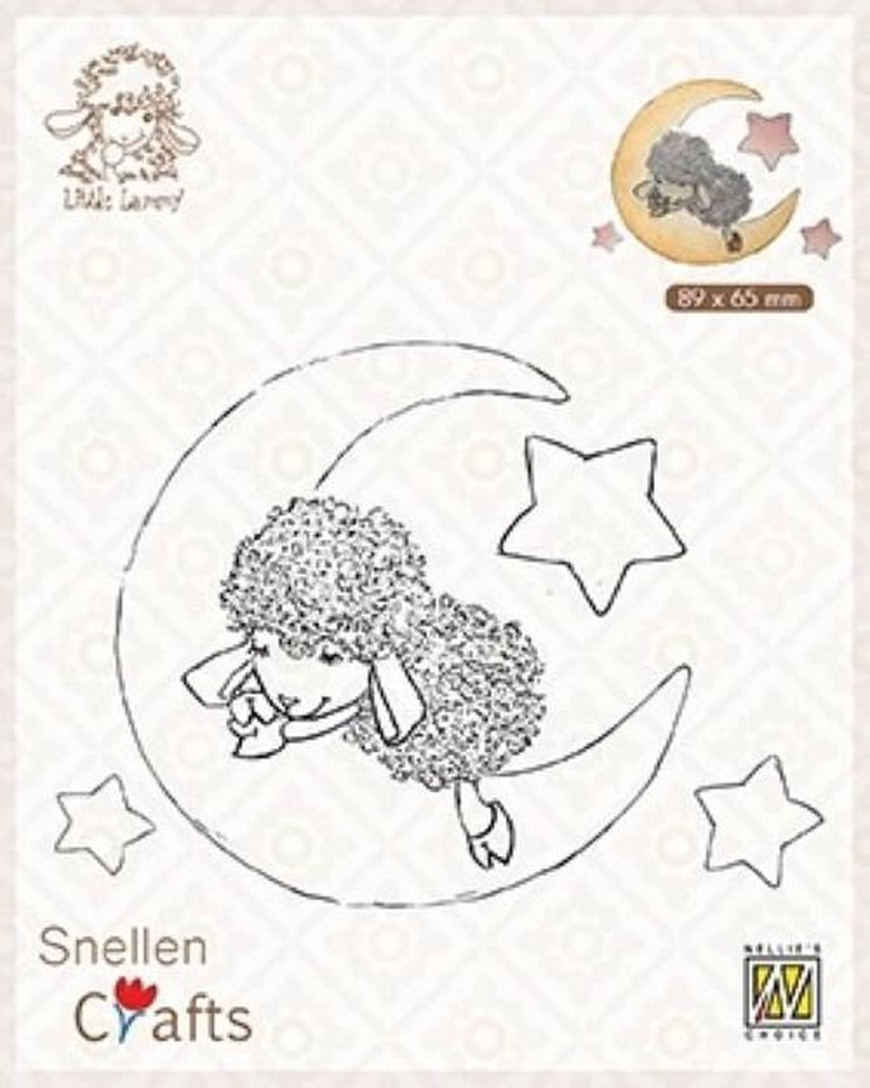 SCLOLA007 Nellie Snellen Clearstamp Little Lammy in dreamland - stempel schaapje slapend op maan - kerst of geboorte