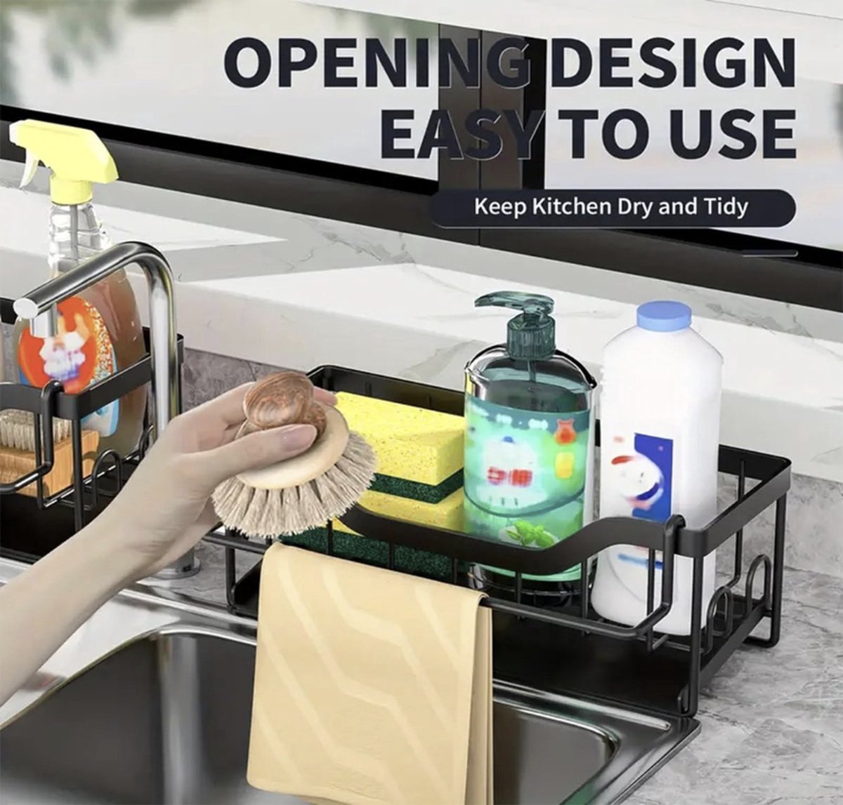 Cozlly Sponshouder van siliconen, 2 stuks, voor keuken, antislip