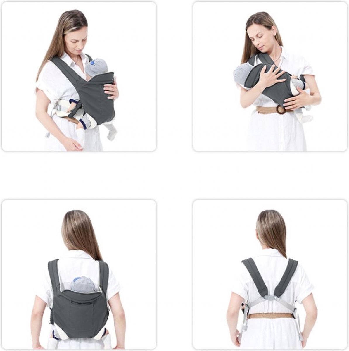 Draagzak - Ergonomische Draagzak - Buikdrager - Comfortabel - Babydrager vanaf Geboorte - Carrier - Kinderdrager - Opbergvakjes – foto 4