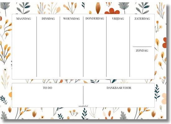 Momentuals - Agenda hebdomadaire - A4 - Agenda de bureau - Agenda - Agenda de bureau - Papier pour agenda hebdomadaire - Non daté et déchirable - Reliure collée - Collection florale printanière