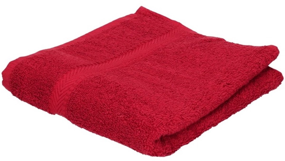 Jassz badkamer handdoeken - rood - 50 x 100 cm - huishoud textiel - 420 gram - 100% katoen - badhanddoeken