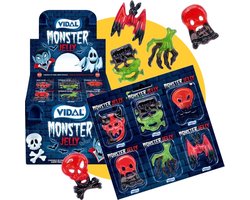 Vidal Monster Jelly in blister - 66 stuks in display - uitdeel - halloween snoep