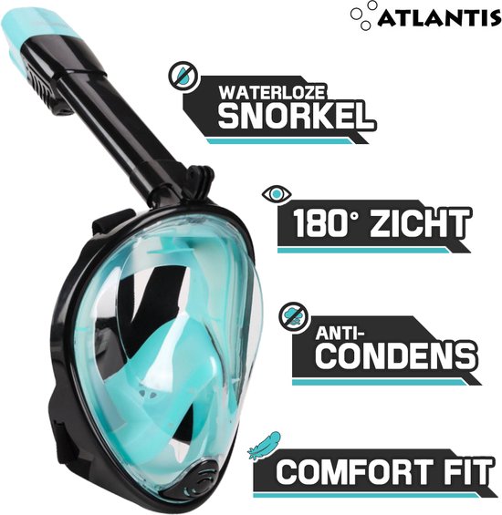 Face Mask intégral Atlantis - Masque de plongée - Adultes - Zwart/Turquoise - L/XL