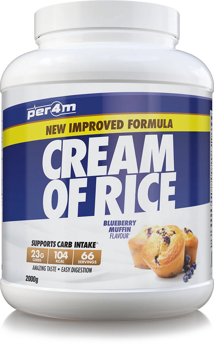 Goedkoopste Per4m - Cream of Rice - 2kg - Blueberry Muffin - Weight Gainer - Mass Gainer - COR - Cream of rice - Rijstmeel - Shake - Fitness - Krachttraining - Gym