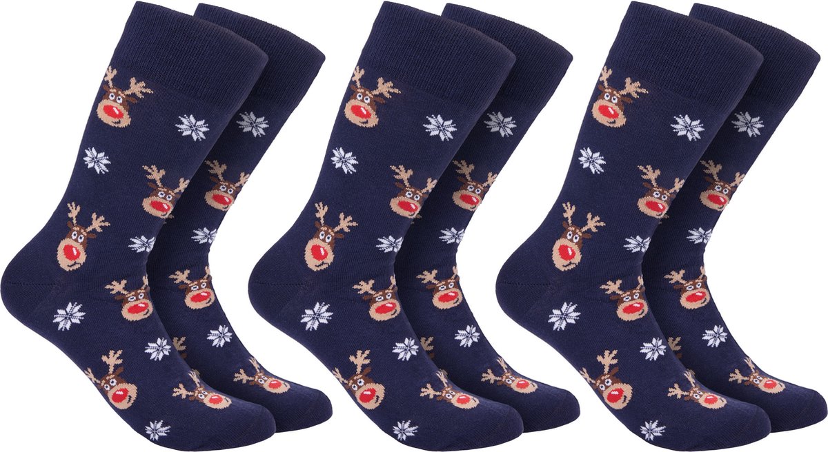 BRUBAKER 3 Paar Kerstsokken voor Mannen en Vrouwen - Kerstmotieven - Unisex Kleurrijke Knuffelsokken voor het Kerstseizoen - Grappige Katoenen Sokken - Cadeau Kerstmis - Maat 41-45