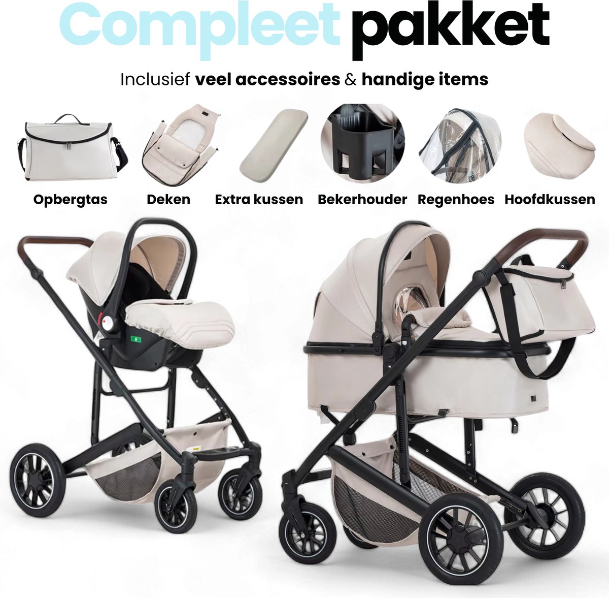 M.D. Commerce Lunola Luna 3-in-1 Kinderwagen incl. Autostoel - afbeelding 2