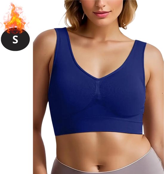 Nivard BH sans armatures - Sans Bracelets - Soutiens-gorge -gorge Push -up - Soutien-gorge Comfort - Mixte - Confortable - Bleu foncé - Taille S