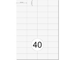 A4 Stickervellen Geschikt voor pakketten en brieven | 52.5 mm x 29.7 mm | Wit - 40 Stickers per Vel - 100 stuks per verpakking - Papier - Zelfklevend - Geschikt voor: inkjet-, laserprinters en kopieermachines
