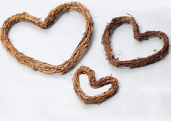 Houten hart decoratieve schaal natuur - 21 cm - romantische tafeldecoratie in hartvorm - tafeldecoratie fruit snoepschaal voor Valentijnsdag trouwdag