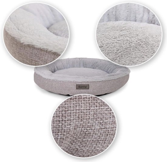 lionto Hondenbed met omkeerbaar kussen en wasbare hoes, vormvast hondenmandje met anti-slip noppen, (L) 92x72 cm, Knus Huisdierenbed voor Honden en Katten met Pluche, zwart
