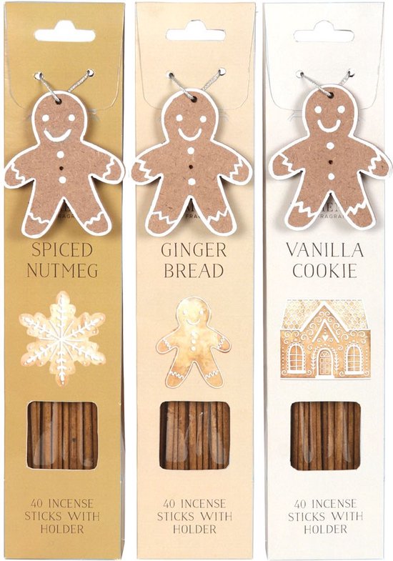 Gemberman wierook stokjes set - Gingerbread man incent sticks - set van 3 geuren - Kerst cadeau - Kerst geur