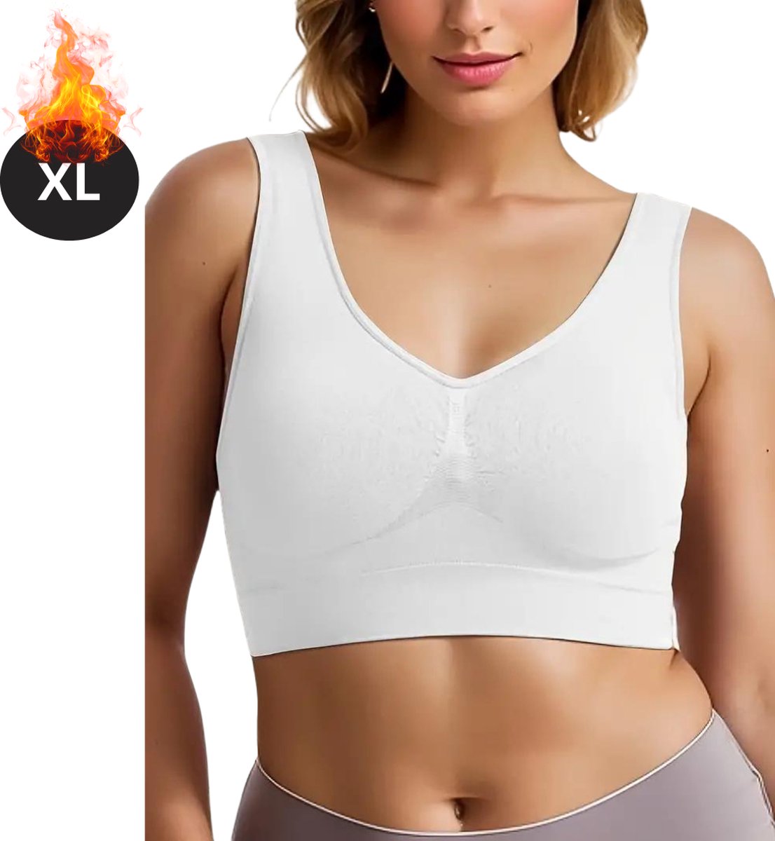 Nivard BH Zonder Beugel - Zonder Bandjes - Push-up Bh's - Comfort Beha - Gemengd - Comfortabel - Wit