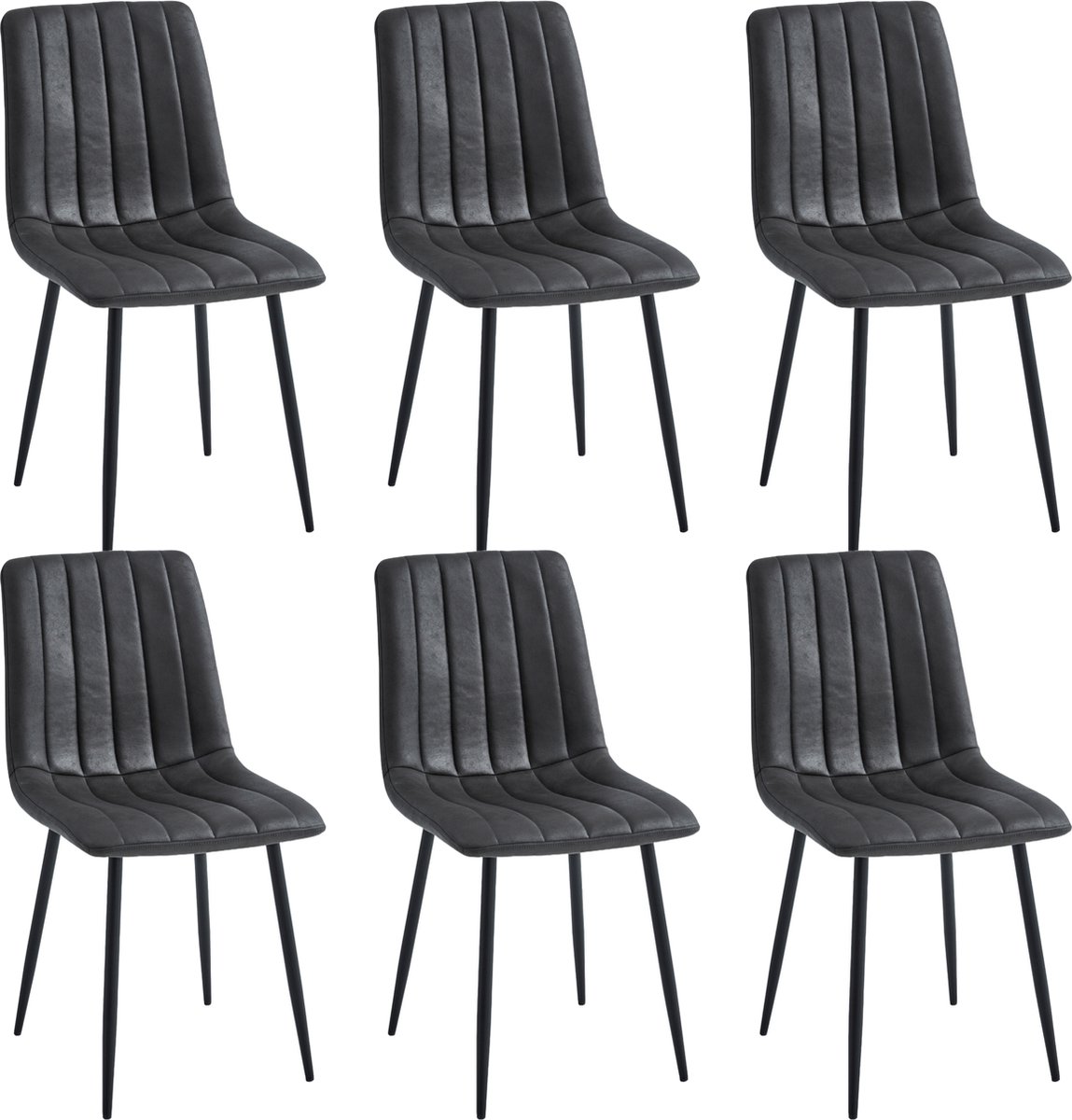 Colenis Eline Eetkamerstoel - Set Van 6 - Grijs - Microfiber Stof Grijs Microfiber