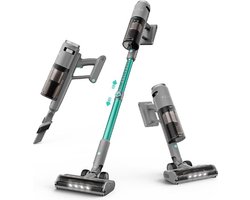 Luxe Steelstofzuiger – Draadloos – Stofzuiger zonder Zak op Accu – Wireless Vacuum Cleaner – 38000PA Zuigkracht – LED Verlichting – 450W – Grijs