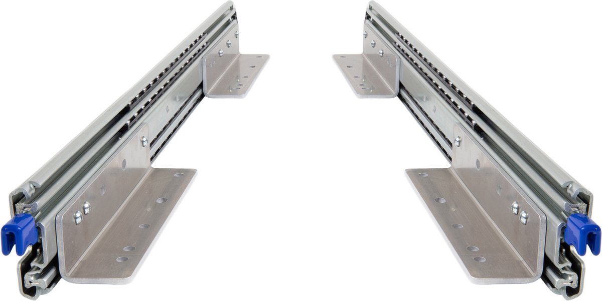 Set 250kg ladegeleiders + haakse lademontage 1500 mm 60inch met vergrendeling en volledig uitschuifbaar - Lange zware laderails lock in/uit met lichte lade beugels 150cm 60"