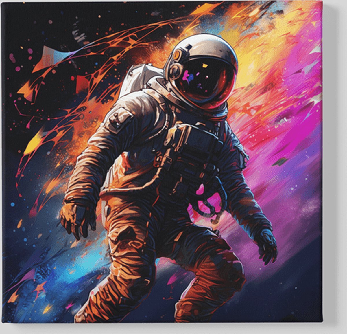 Trendex Global Vierkant Canvas Schilderij - Astronaut - 40x40x2 cm Kleurrijk