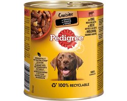 5x Pedigree honden natvoer Cuisine in Saus 800g Rund