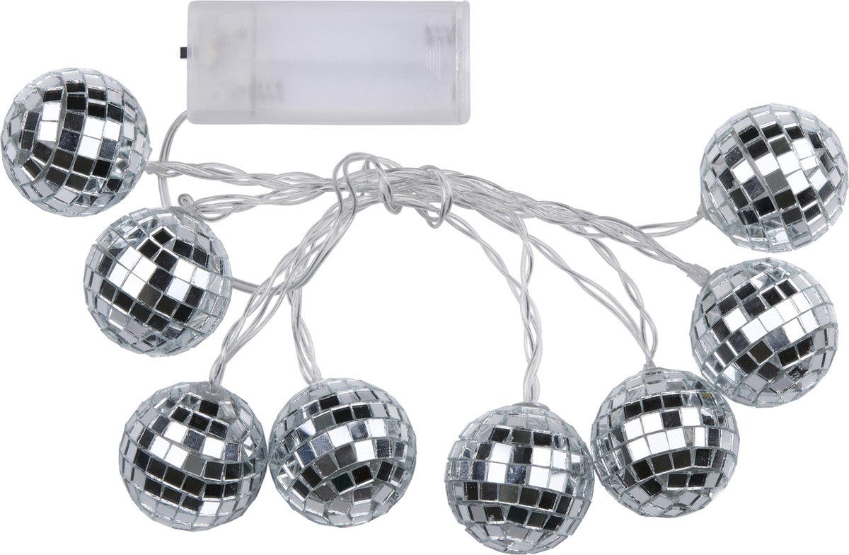 Articasa LED discobollen lichtsnoer - 8 led bolletjes -gekleurd - 150 cm - disco - spiegelbollen - discofeest