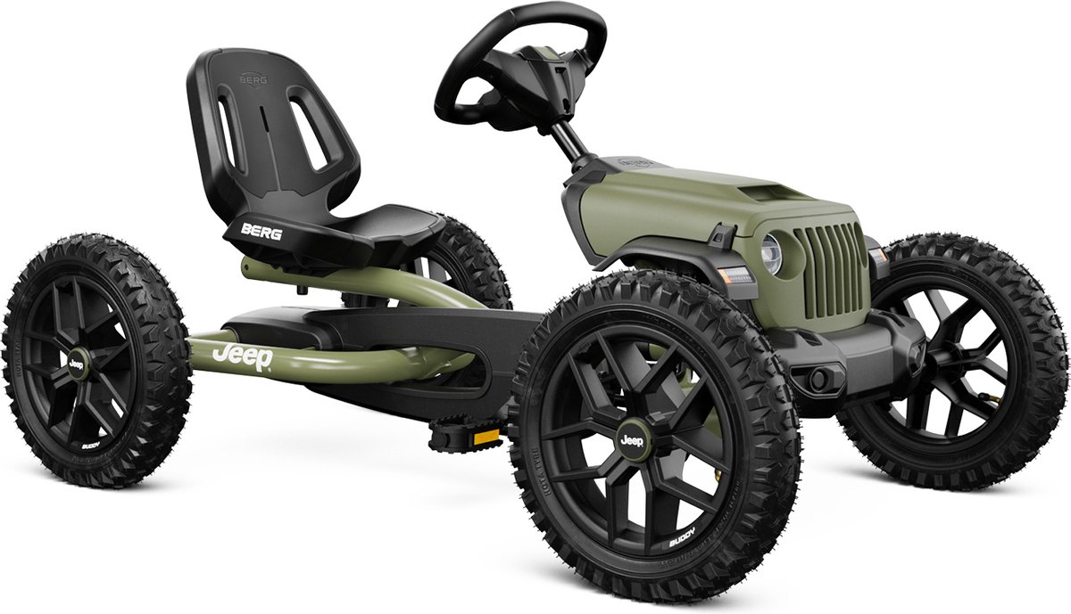 BERG Buddy Jeep® Wrangler Skelter - 3+ Jaar - Verstelbare Stoel - Vrijloopautomaat - Officieel licentiemodel - Groen