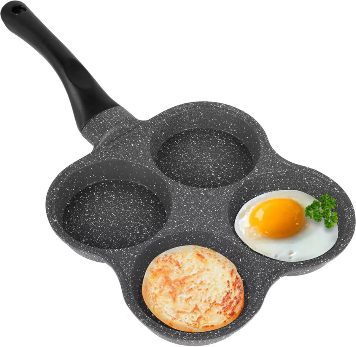 4-Gaten Ei Burger Pan - Ontbijt Omelet Pannenkoek Koekenpan voor Inductiekookplaat Elektrische Keramische Fornuis
