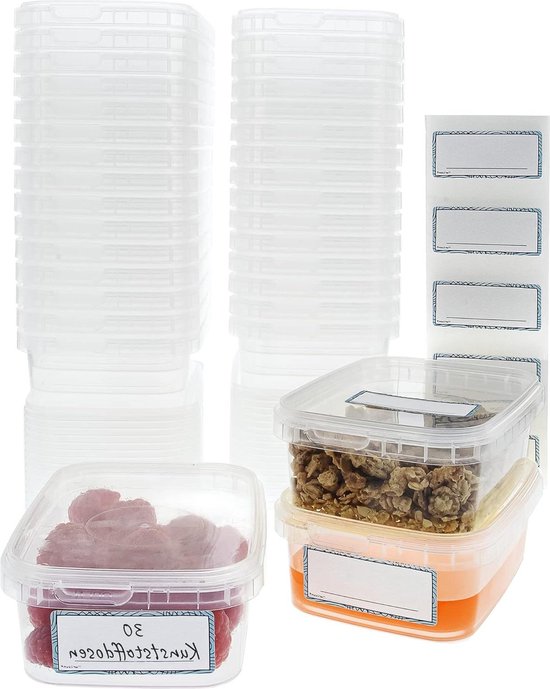 Inoverse 250 stuks fijnkostbekers met deksel 250 ml, hoekig - PP wegwerpbekers, bewaardozen, saladebox, dipschalen, verpakkingsbeker, luchtdichte wegwerpschalen
