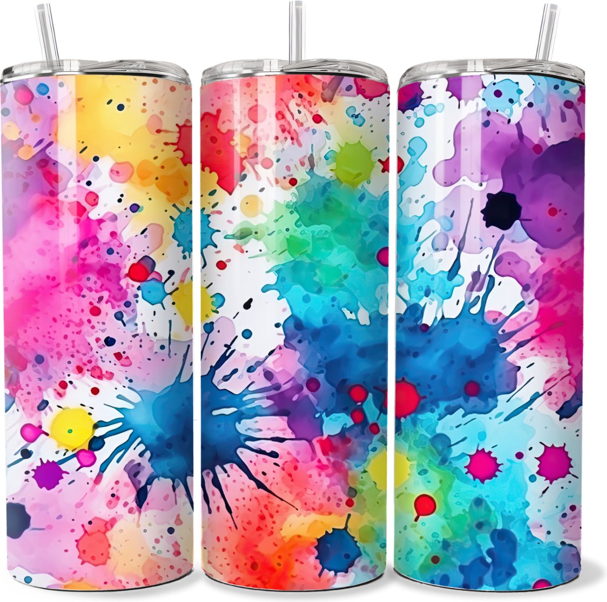 KadoDash - Tumbler - Drinkbeker - Isolatiebeker - Waterfles - Watercolor - Waterverf