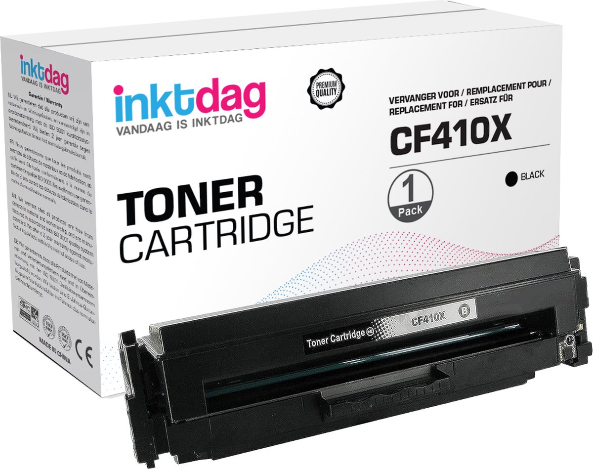Inktdag toner cartridge voor HP CF410X zwart voor HP Color LaserJet M377 dw, M452 dn, M452 dw, M452 nw, M477 fdn, M477 fdw, M477 fnw,