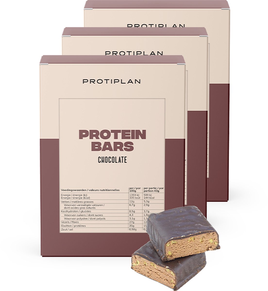 Goedkoopste Protiplan | Reep Cacao | 3 stuks | 3 x 7 x 43 gram | Eiwitrepen | Koolhydraatarme sportvoeding | Afslanken met Proteïne repen