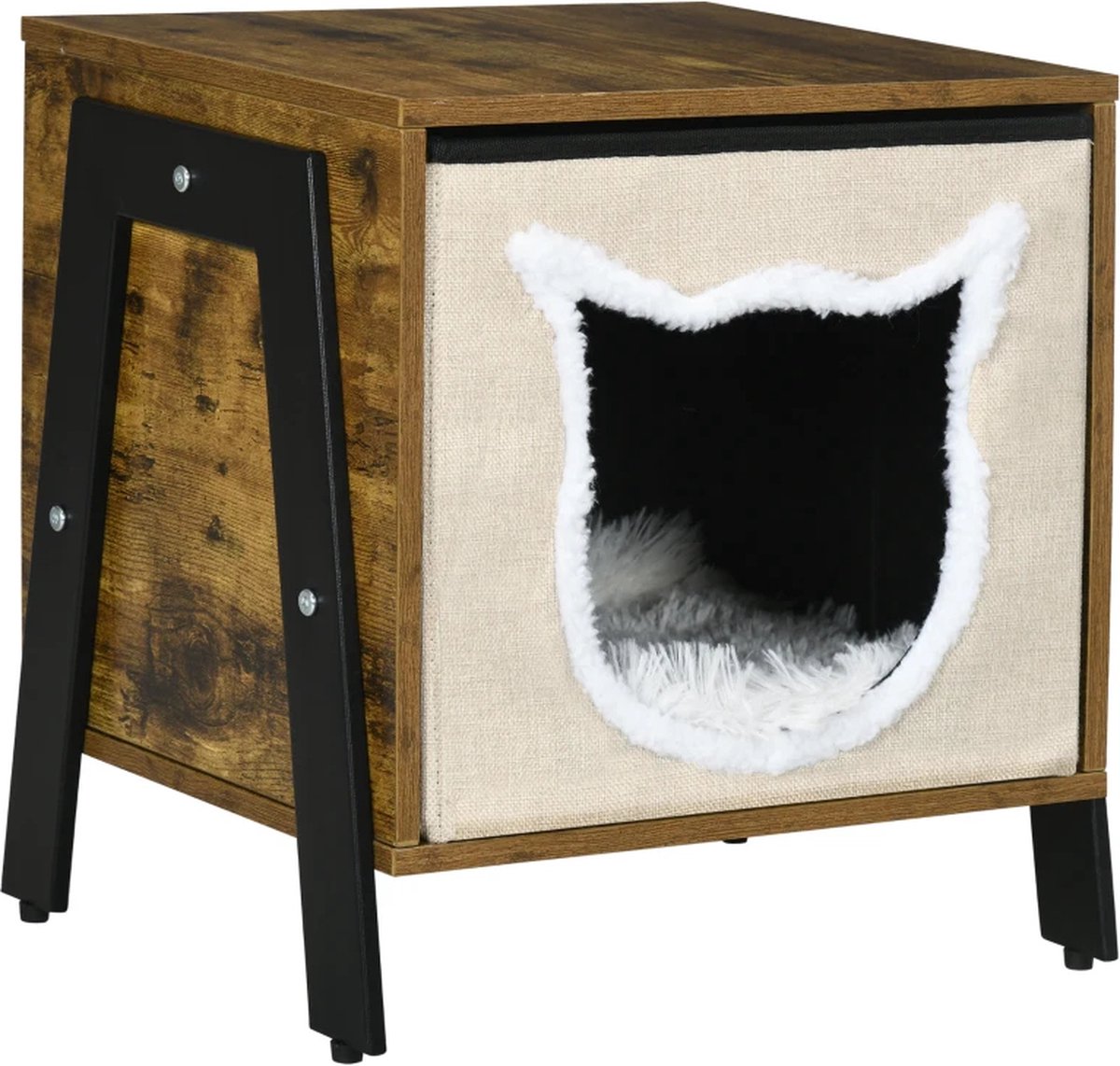 Bol.com Kattenhuis - Voor buiten - Hok - Kooi - Bench - Ren - 2 verdiepingen - duurzaam - Bruin aanbieding
