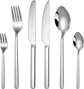 Deleca 6 Persoons Luxe Bestekset Velora - Lepels, Messen, Vorken, Steakmessen & Gebaksvorkjes - Vaatwasserbestendig Bestek - Zilver / Edelstaal