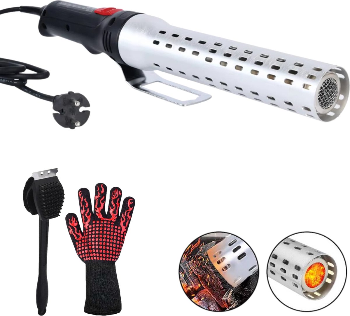 Goedkoopste JÜSS Aansteker - BBQ Accesoires - BBQ Handschoenen - BBQ Gereedschap - BBQ Borstel - Elektrische Aansteker - BBQ Aansteker - BBQ Starter - Brikettenstarter - Looftlighter - One Minute Lighter - INCL. Hittebestendige handschoen & Schoonmaakborstel