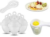 Professionele set van 6 Egglettes - BPA vrij - Eieren koken zonder schil / schaal - Makkelijk eieren koken - Eier koker - Eierkoker set - Transparant