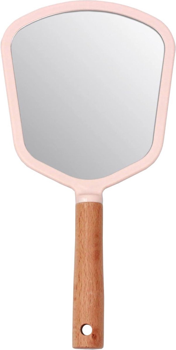 Kleine handspiegel van hout voor vrouwen - roze ventilatorvormig - 5 x 234 cm