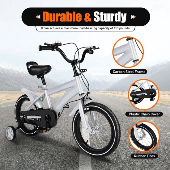 KinderFiets - Fiets Met Zijwieltjes - Voor 2-11 Jaar - Jongen/Meisjes - 14 Inch - Duurzaam - Nieuw Model van Merkloos — afbeelding 3