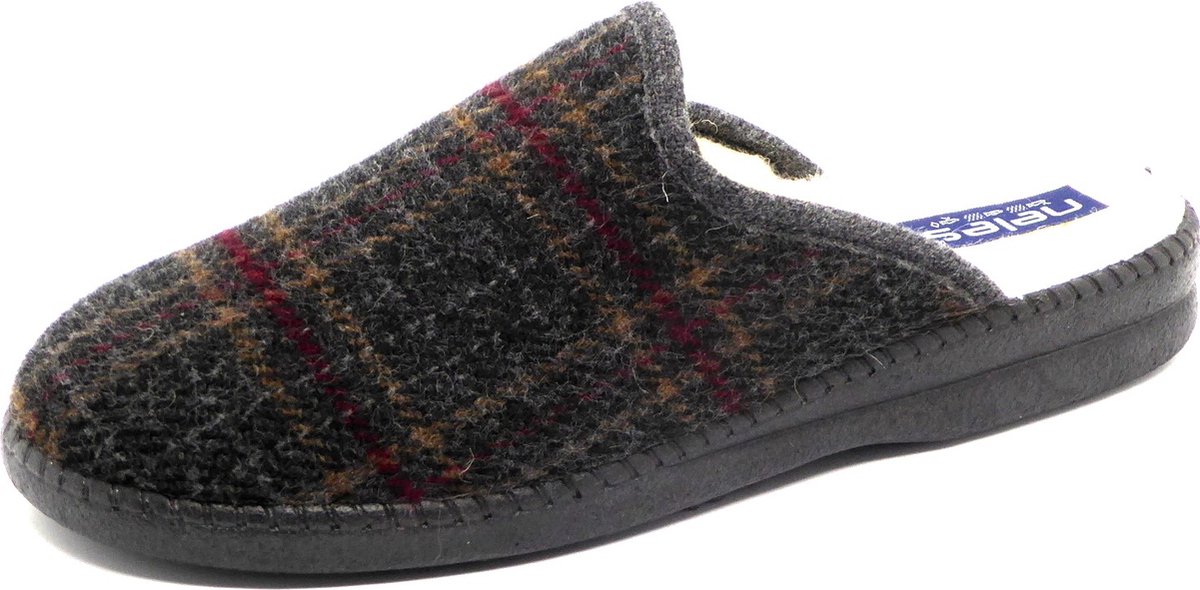 Neles Heren Pantoffel Muil/Slof - 50624 Grijs Geruit - Maat 45