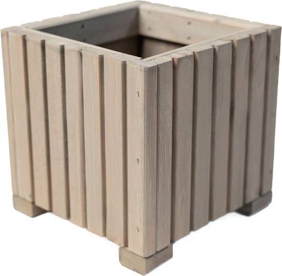 BOGATECO Houten bloembak 44 x 20 x 14,5 cm met kunststof inzetstuk, geïmpregneerd, voor bloemen, kruiden, voor tuin, balkon, terras, donkerbruin