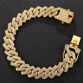 Iced Out Armband met Diamantjes (Zirkonia) - 50cm - Goud kleurig - Bust Down - Armbanden Mannen - Schoencadeautjes Sinterklaas Jongen - Cadeaus Mannen