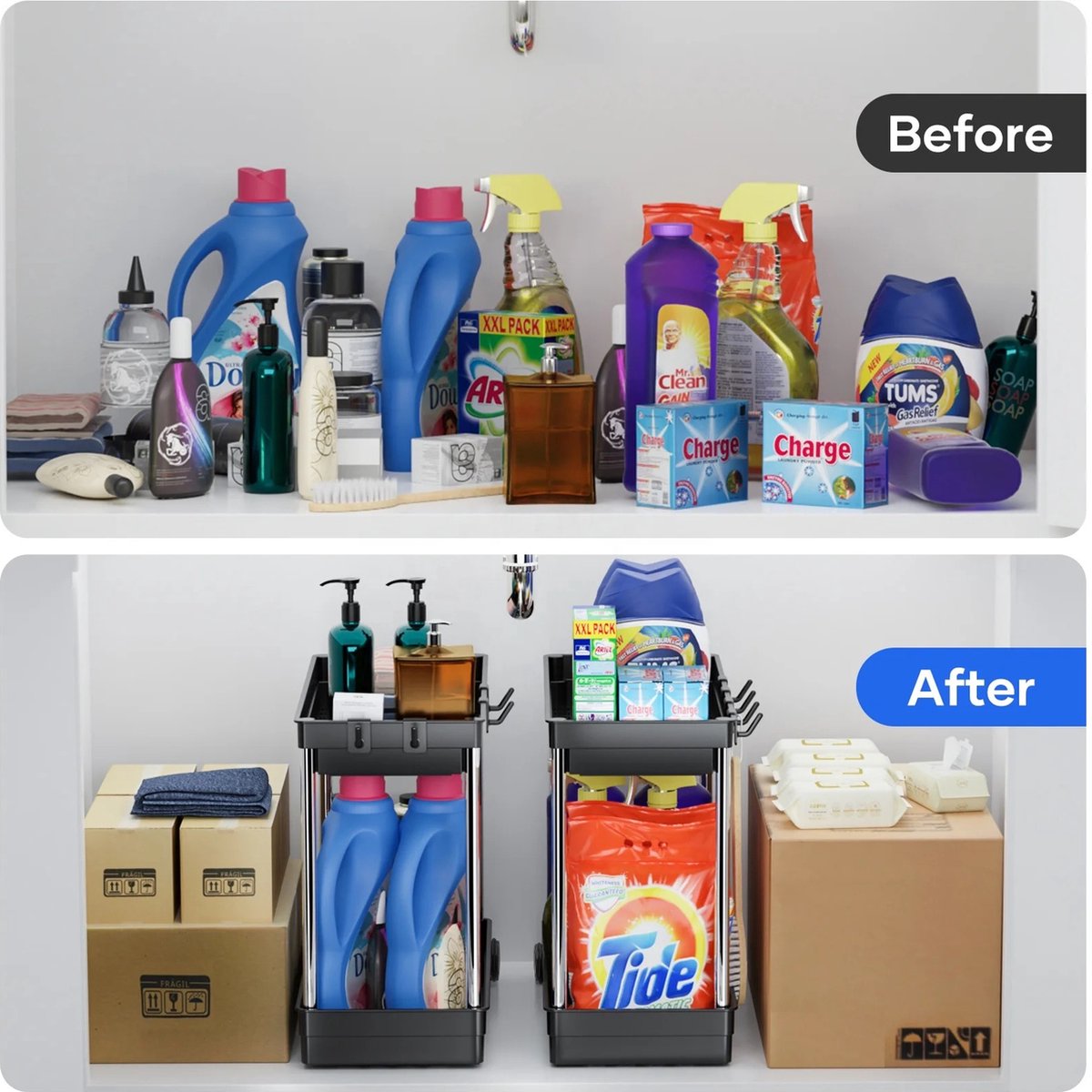 GoGoGadgetPlus Gootsteenkast Organizer Met Haken - Keukenkast Organizer