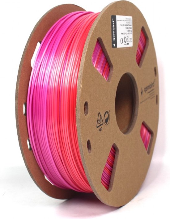 Foto: Gembird pla silk rainbow 3d printer filament 2 kleurig rood en paars 1 75 mm 1 kg