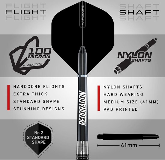 Pegasus Professionele Wolfraamsteeltip Dartset - 21 23 24 25 26 28 30 gram - Flights Shafts en Tas van Pegasus — afbeelding 3