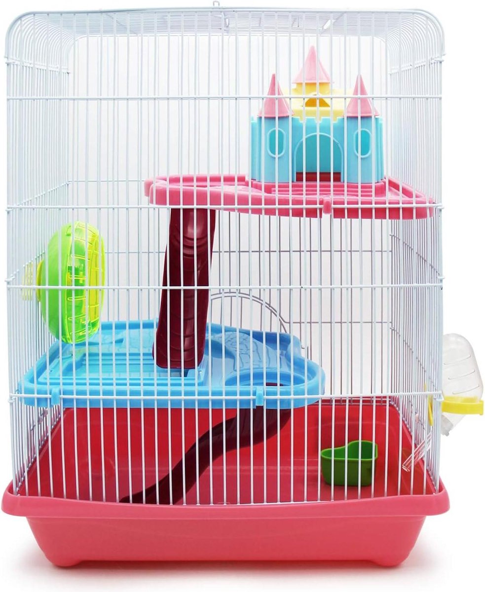 Hamsterkooi met huis tunnel en trap - willekeurige kleur - 28 x 21 x 31 cm